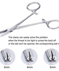3mm Jaw Piercing Ball Removal Tool Stainless Steel Dermal Anchor Forceps For Dermal Tops Unscrew Or Screw Ball Pliers For Nose Septum Earrings And Lip Ring Easy Removal And Insertion With Minimal Effort, 3mm
