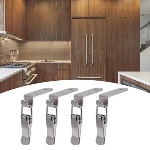 4 Pack 90 Degree Duck Mouth Hook Lock Hasp Set, Silver Metal Spring Latch Catch For Cabinets And Wooden Boxes in kitchen