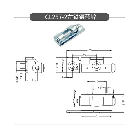 Heavy Duty Detachable Folding Concealed Hinge for Cabinets and Doors, Ferro-Hinge CL257-2 with technical dimensions