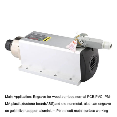 Heavy Duty 4.5Kw Square Air Cooled Motor With Er25 Spindle Delivering 18000Rpm for CNC wood engraving applications