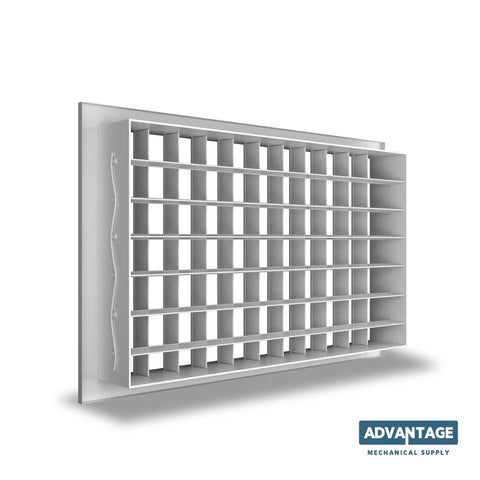 High Volume Double Deflection Diffuser Grille For HVAC Airflow White Steel 18x6 Inch With Adjustable Blades supply air register front view