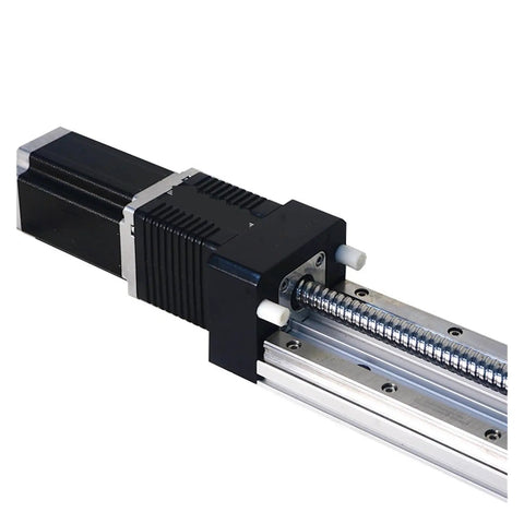 FSK80 Linear Module With 15mm Double Guide Rails Ball Screw Stage for CNC machines, showing motor and rail detail