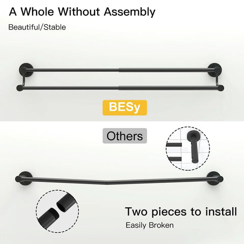 Adjustable 16 To 26 Inch Double Bath Towel Bar For Bathroom SUS304 Stainless Steel Towel Holder Hotel Style Wall Mount With Screws