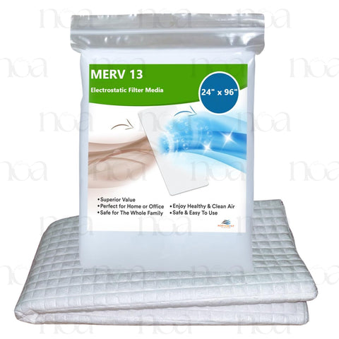 Packaged Premium MERV 13 Filter Media Cut To Fit Washable Air Filter For Home Office And Industrial Use 24 By 96 By 1/16 Inch