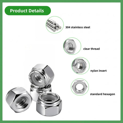 20 Pack Nylon Insert Lock Nuts 1/4-20 Stainless Steel Nylock Hex Nuts Inch SAE Coarse Thread Self-Locking Reusable Anti-Loose details