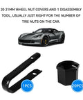 20 Pack Lug Nut Covers With Removal Tool, Rust-Proof Black Hex Wheel Nut Caps For Cars And SUVs set with car image