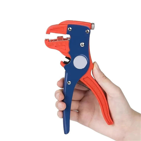 1 Piece Automatic Electric Wire Stripper Tool, Heavy Duty Cable Cutter And Nipper Pliers For Electricians, Fast Stripping Clamp For Wiring Projects in hand.