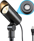 Dusk To Dawn 30W Outdoor LED Spotlight With Photocell Sensor, 3000K Warm White, close-up of light and plug, waterproof design