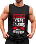 Men's Helicopter Pilot Mechanic Tank Top Hella Comfy Summer Sleeveless Muscle Tee in black with helicopter graphic.