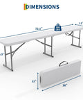 Dimensions of Go-To 6-Foot Folding Bench Two Pack Portable Plastic Outdoor Seating With Carry Handle and Lock All Weather HDPE
