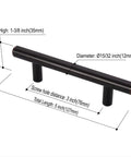 Oil Rubbed Bronze Cabinet Pulls Set 25 Pack 5 Inch Overall Length With 3 Inch (76mm) Hole Centers showing measurements