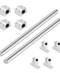 Complete Linear Motion Rod Kit With Two 8mm By 400mm Linear Rods, Four SCS8UU Bearing Blocks, Four SK8 Shaft Supports, And L Shaped M3 Allen Wrench For Smooth, Stable And Pro Grade Motion You Can Trust.