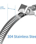 Close-up of 5 Pack Heavy Duty Quick Release Hose Clamps Stainless Steel From One To Four And One Half Inches Adjustable Range