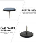 Close-up of PTFE and Iron Furniture Sliders, nail-like shape, emphasizing felt and plastic material for easy installation.