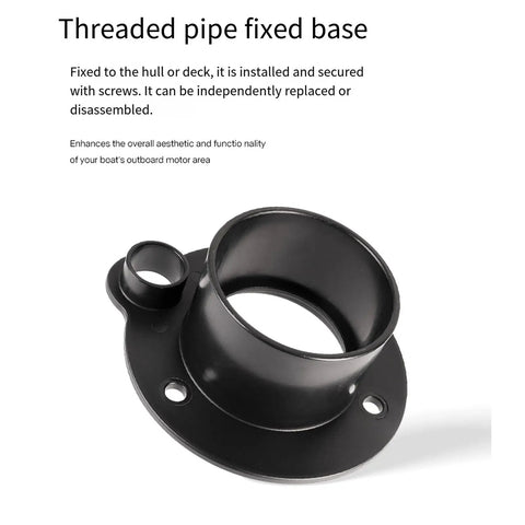 Threaded pipe fixed base for boat, black ABS material, secure install for motor area, enhances functionality.