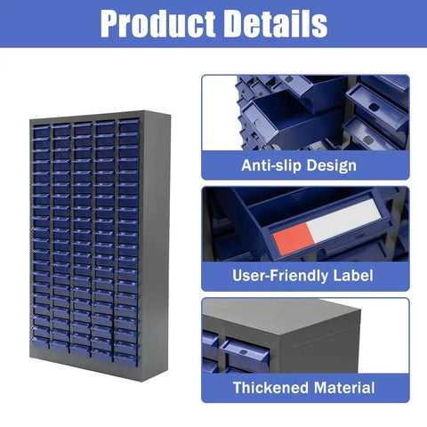 100 Drawer Parts Cabinet With ABS Drawers, Tool And Hardware Organizer Cabinet, Heavy Duty Steel Frame, Laser Cut, Grey.