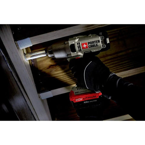 20V Max Impact Wrench Half Inch Hog Ring Chuck with variable speed in use under construction beams
