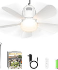 Go To 20 Inch Portable Outdoor Ceiling Fan with Light and Remote for Gazebo Tent Patio Camping with 20000mAh battery pack