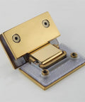 Straight Up Heavy Duty 90 Degree Glass Door Hinges Stainless Steel 304 Matte Black with gold finish for frameless shower doors.