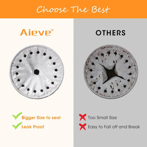 Comparing Aieve reusable Vertuo capsule seal to others; bigger and leak-proof for Nespresso pods.