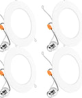 4 Pack 6 Inch Led Flat Recessed Lighting 5Cct Adjustable Ultra Thin 12W displaying sleek white finish for easy installation.