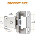 Heavy Duty Self Closing Cabinet Hinges Twenty Five Pairs Brushed Nickel Face Mount size measurements shown