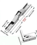 Hidden Cabinet Door Hinges 90 Degree Invisible Folding Hinge 2-Pack with measurements and detail view
