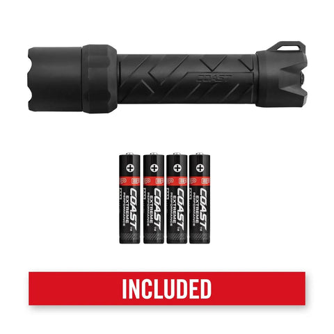 Polysteel 600 Focusing LED Flashlight With 740 Lumens, Rugged 8-Inch Full-Size Power Beam, Durable Polysteel Core, 4 batteries included