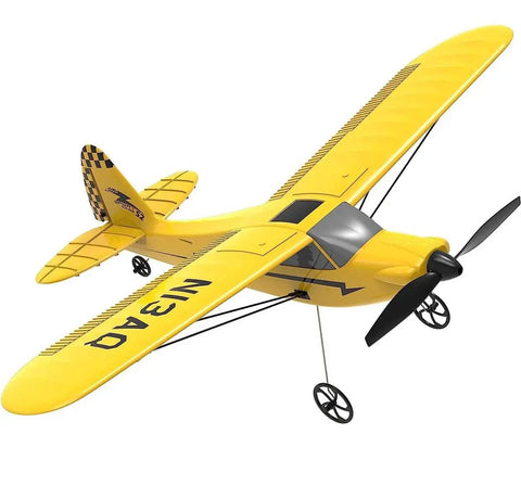 Yellow RC plane compatible with Front Landing Gear Set P7611405 for Volantex RC Planes 761-3 Super Cub 500 model.