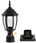 Dusk To Dawn Outdoor Post Light Hardwired 120V Aluminum Exterior Lantern With Pier Mount And Clear Glass Matte Black Finish