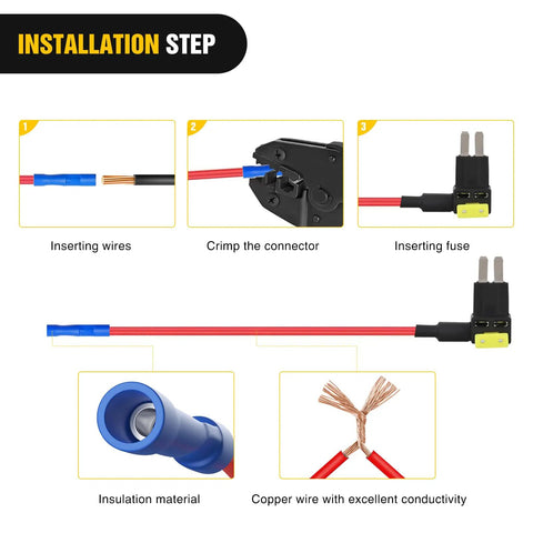 Installation steps for 10 Pack Micro 2 Fuse Tap 12V Car Add A Circuit ATR Blade Adapter With 20A Fuses Holder Dual Circuit.