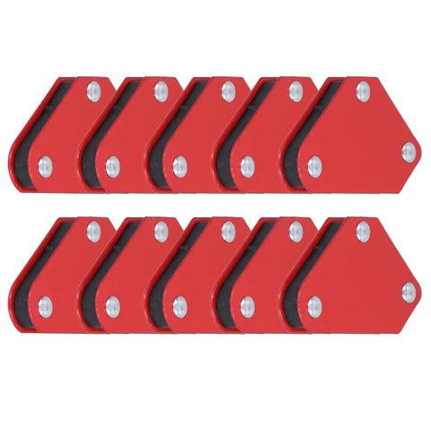 Red portable welding magnet kit with magnetic holder set for multi angle fixation, heavy duty angles for onsite or workshop use.