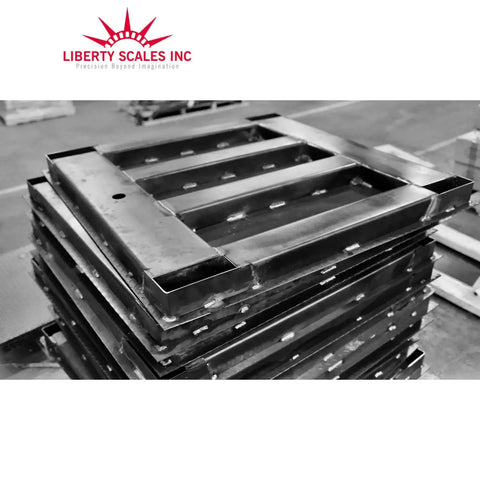 Heavy Duty Digital Platform Scale 48 X 60 Inch Workstation's solid steel frame stacked for durability and rough job handling.