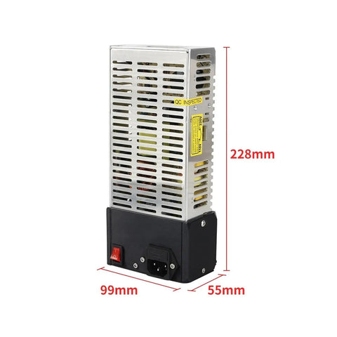 Drop In Ready 24V Power Supply PSU Kit For 3D Printer Swap With Tough Build Quality, showing metal casing and dimensions.