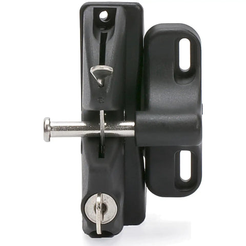 LokkLatch Keyed Gate Latch With Adjustable Fit For Wood Metal And Vinyl Gates, Black Weather Resistant Polymer Construction