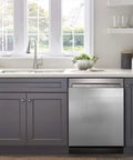 Kitchen with stainless steel magnetic dishwasher cover for front panel 23 by 28 inches large easy trim no fuss magnetic decal