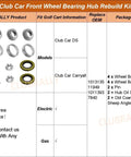 Diagram of Front Wheel Bearing Hub Rebuild Kit For Ds Carryall Golf Carts Gas Electric Drive Smooth As Silk Oem Replacement 1013135 Two Pack components.
