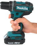 Workhorse Compact Cordless Driver Drill Kit Featuring Slick 18V Lithium Ion Power Half Inch Keyless Chuck And Pro Grade Torque in hand.