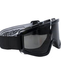 Anti Fog Wide Vision Safety Goggles With ANSI Z87 Certification And UV Eye Protection, side view with secure black strap.