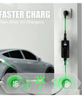 Heavy Duty Portable EV Charger With A Hella Durable IP67 Waterproof Build And Top Notch Safety Guards For Super Smooth 16 Amp Type 2 To Type 1 SAE J1772 EVSE Charging On Any Road Trip mounted on a wall, charging an electric vehicle.