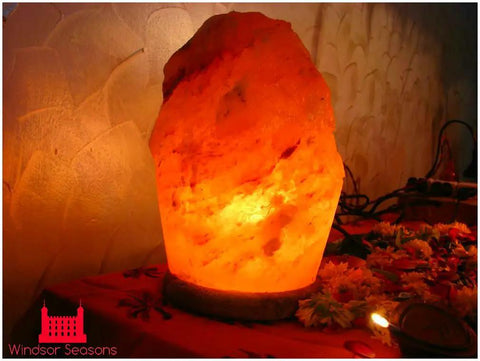 Handcrafted Natural 9 Inch Crystal Pink Himalayan Salt Lamp With Neem Wood Base 6 Foot Cord Dimmer Switch And Bulb Included Ideal For Chill Ambient Lighting At Home Or Office Decor
