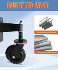 600LB Heavy Duty Fence Gate Wheel with Spring Support, 360° Swivel Caster, shown with metal bracket and corrosion protection features.