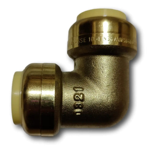 Three Quarter Inch Push Fit Elbow Set For Copper CPVC And PEX Pipes, Lead Free Brass Body, Corrosion Resistant, ANSI NSF Certified, 200 PSI 200F, Underground And Behind Wall Safe, 10 Piece Set
