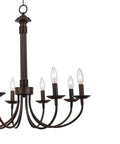 Indoor Candle Chandelier 26.5 Inch In Rubbed Oil Bronze Finish With Upward Candle Stem Lights, Steel Chassis For Antique Vibe