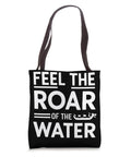 Dope Dragon Boat Racing Tote Bag For Fans And Athletes with 'Feel the Roar of the Water' text, black design with white letters