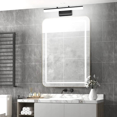 Slim Black Vanity Light For Bathroom Over Mirror With Adjustable Rotatable LED Fixture 19.7 Inch Bar 5500K Daylight