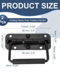 Folding Heavy Duty Toolbox Handle Set Spring Loaded With Rubber Surface, size 110x41x76 mm, black finish, shown in product dimensions.