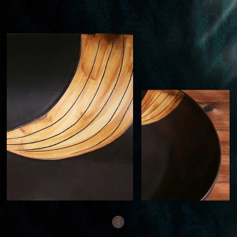 SDVantage Ceramic Bathroom Vessel Sink, Artistic Carved Countertop Basin Sink Black with intricate wooden design, 59 * 40 * 15Cm.