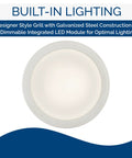 Energy Star Bath Exhaust Fan 80 CFM Quiet 0.8 Sones White AER80LWH Model close-up of LED light feature.