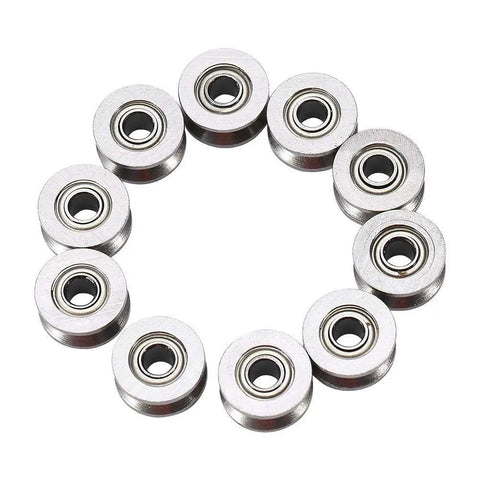 U Groove Pulley Wheel Roller Bearing Set 10 Pcs U624zz 0.51 Inch OD U Type Guide Pulley Carbon Steel Built To Last For Window Door Linear Motion System Smooth Grease Filled Operation, 10 carbon steel pulleys
